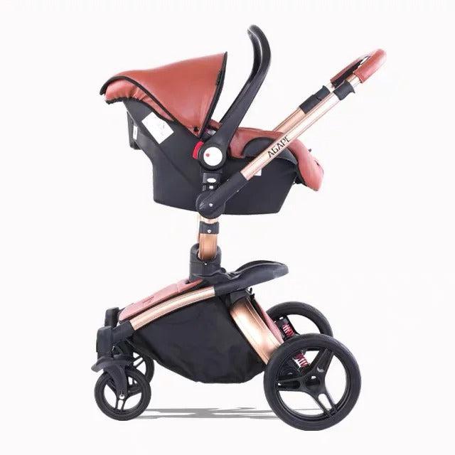 MildlyMama - 3 - in - 1 Baby Stroller Travel System with 360° Rotating Seat and Adjustable Handlebar – Compact, PU Leather, Easy Clean Strollers & Accessories