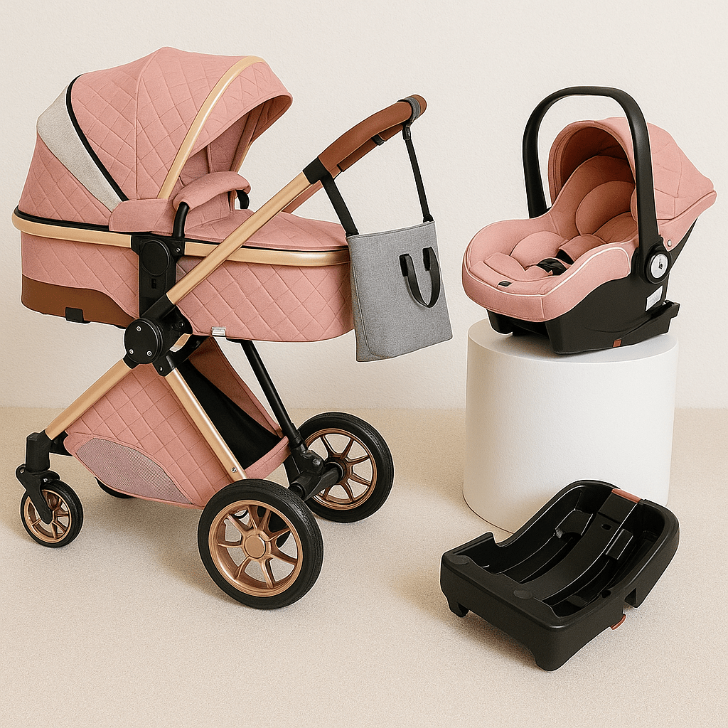 MildlyMama - 3 - in - 1 Baby Stroller Travel System with Car Seat – Lightweight, Compact Design, Easy - Fold, Anti - Shock Wheels, Suitable for 0 - 36 Months Baby Strollers