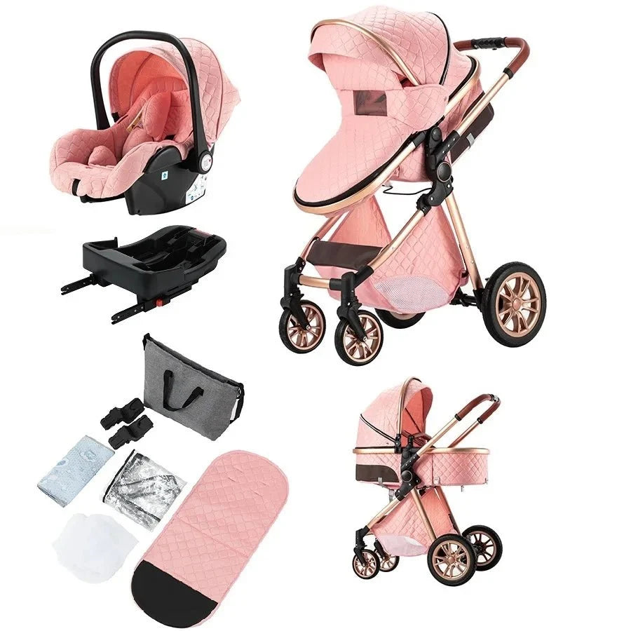 3-in-1 Baby Stroller & Isofix Car Seat - Lightweight, Adjustable Canopy for Newborns to 3 Years Baby Strollers - MildlyMama