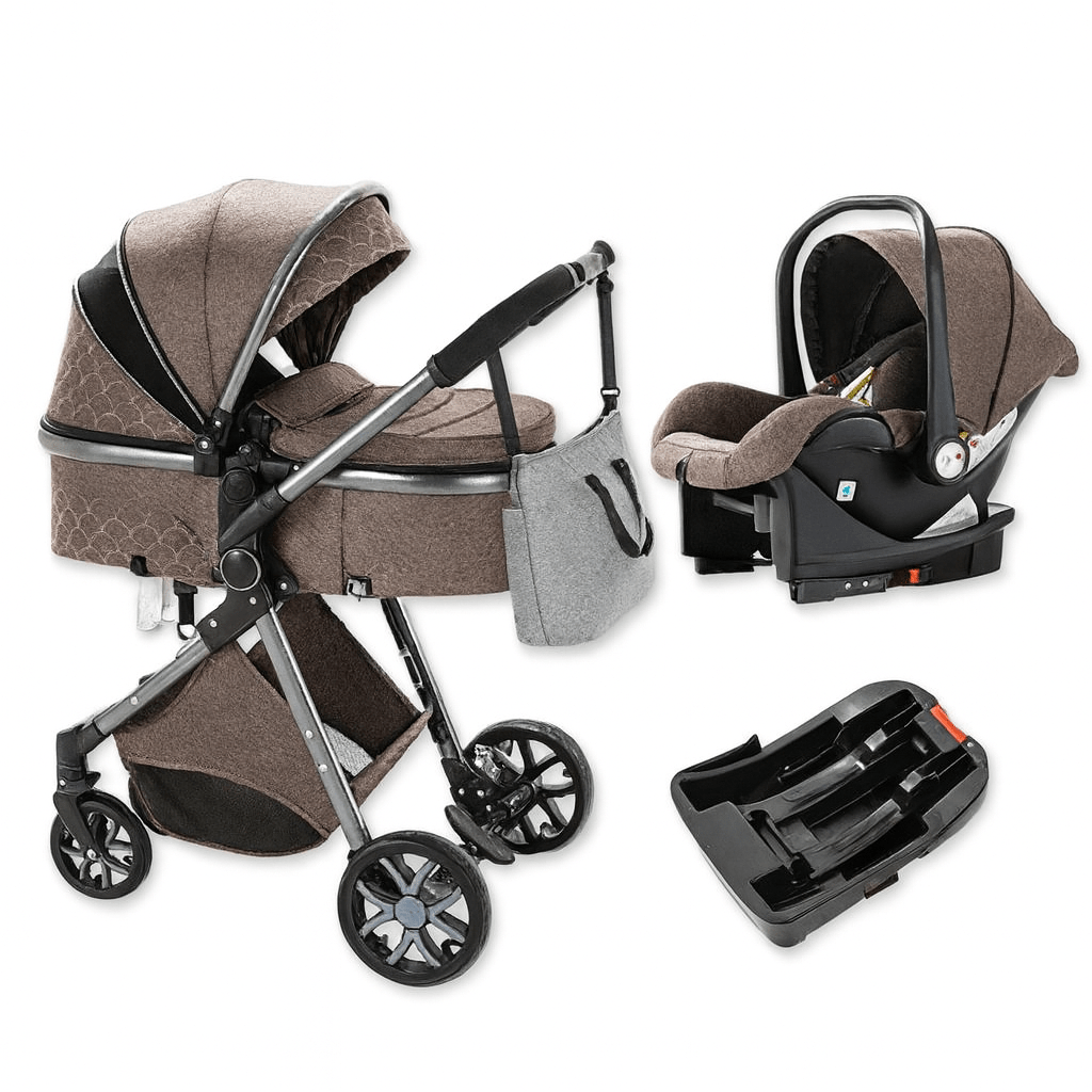 MildlyMama - Baby Stroller 3 - in - 1 with Car Seat, Lightweight & Easy - Fold Design, Durable Aluminum Frame - Premium Brand Baby Strollers