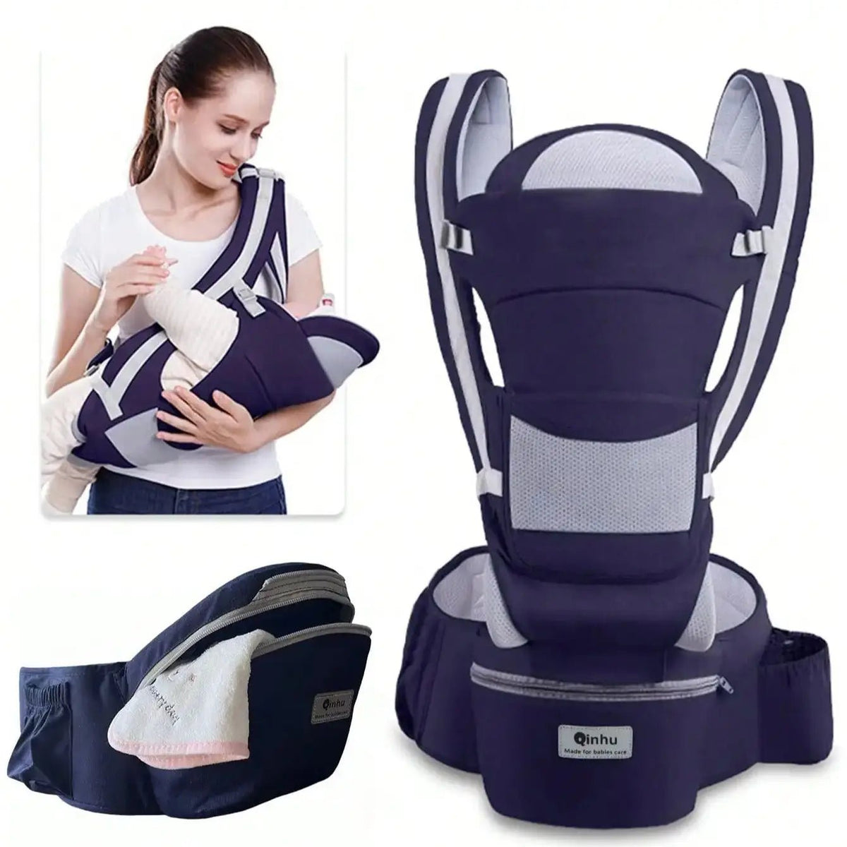 Ergonomic Baby Carrier with Hip Seat for Newborns and Toddlers – Soft, Breathable Fabric, Adjustable for All-Day Comfort Baby Carriers - MildlyMama