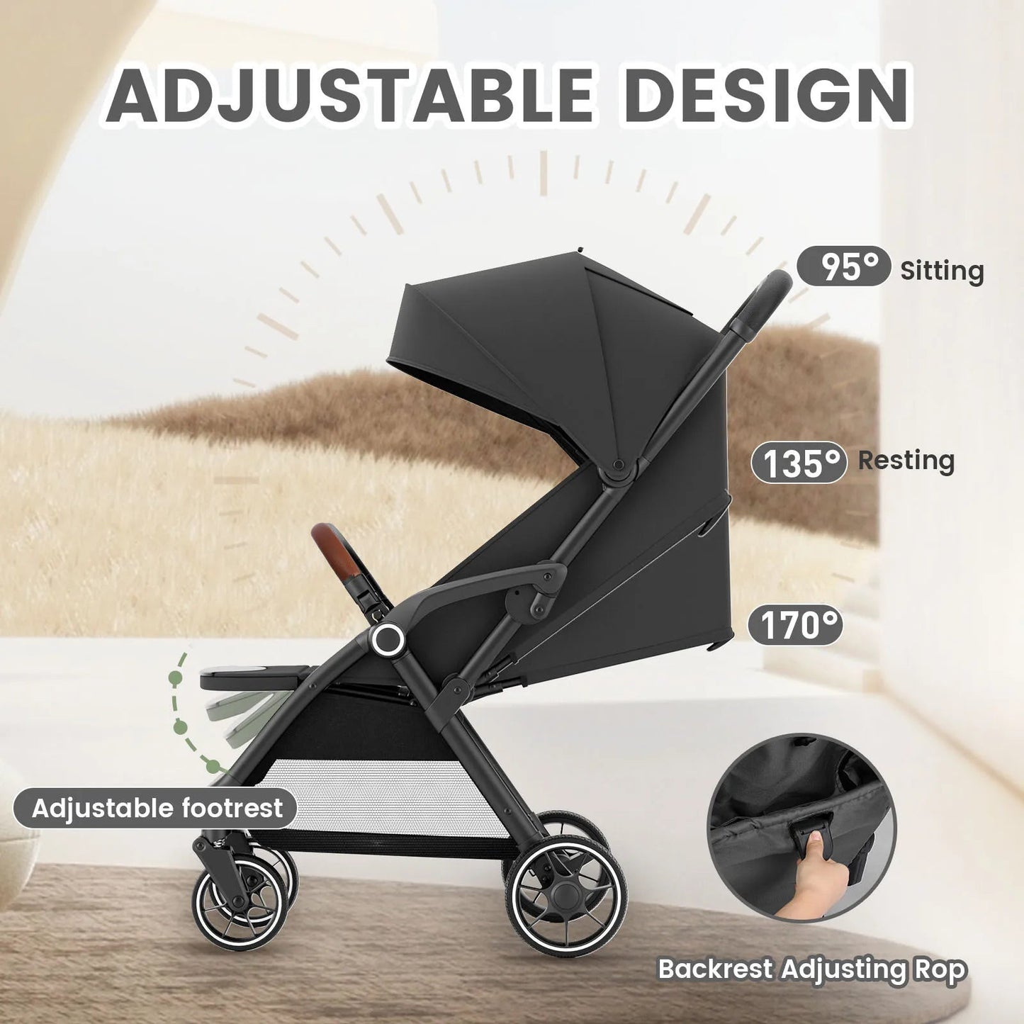 MildlyMama - Foldable Portable Baby Stroller with 360° Swivel Seat – Luxury Carriage for Infants and Toddlers Baby Strollers