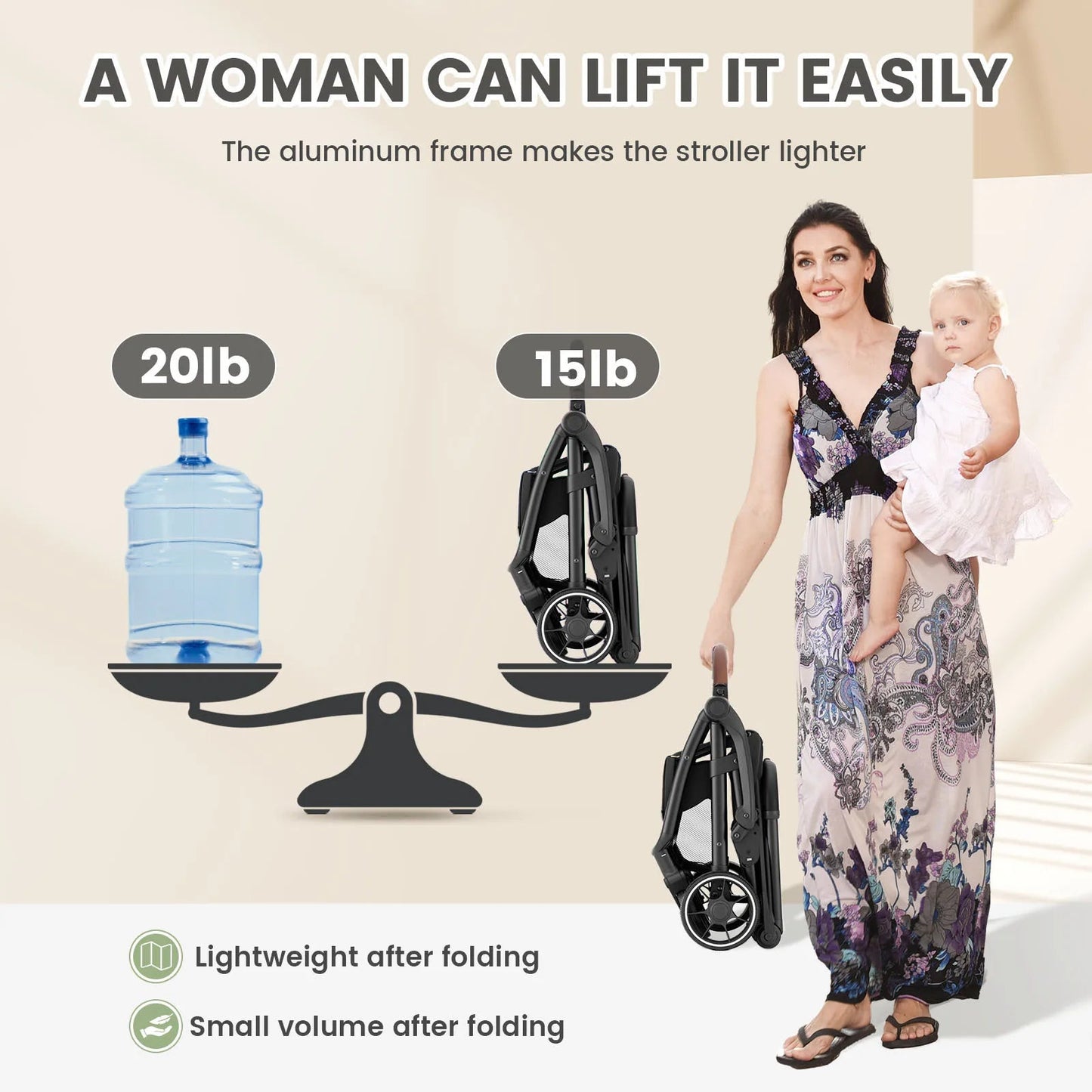 MildlyMama - Foldable Portable Baby Stroller with 360° Swivel Seat – Luxury Carriage for Infants and Toddlers Baby Strollers