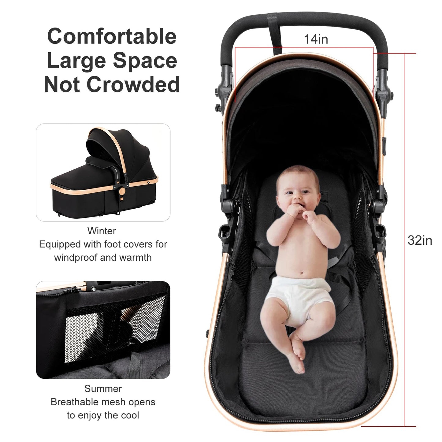 MildlyMama - Lightweight 3 - in - 1 Baby Stroller with ISOfix – Compact Folding Design for Newborns and Easy Transport Baby Strollers