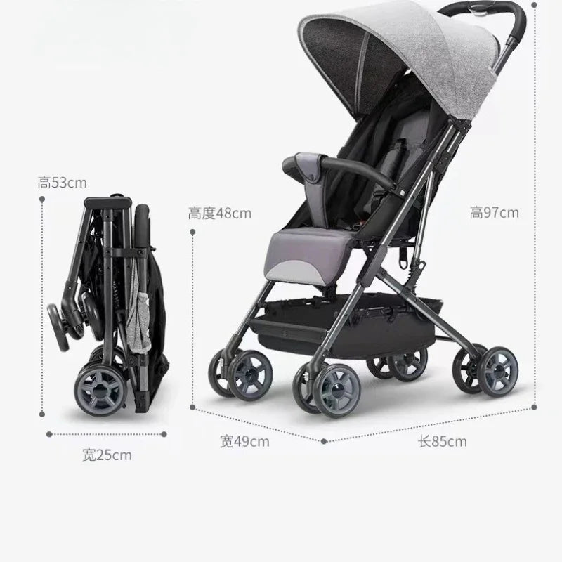 MildlyMama - Lightweight Foldable Baby Stroller for Air Travel with Sitting and Lying Functionality – Durable Carbon Steel Frame Baby Strollers
