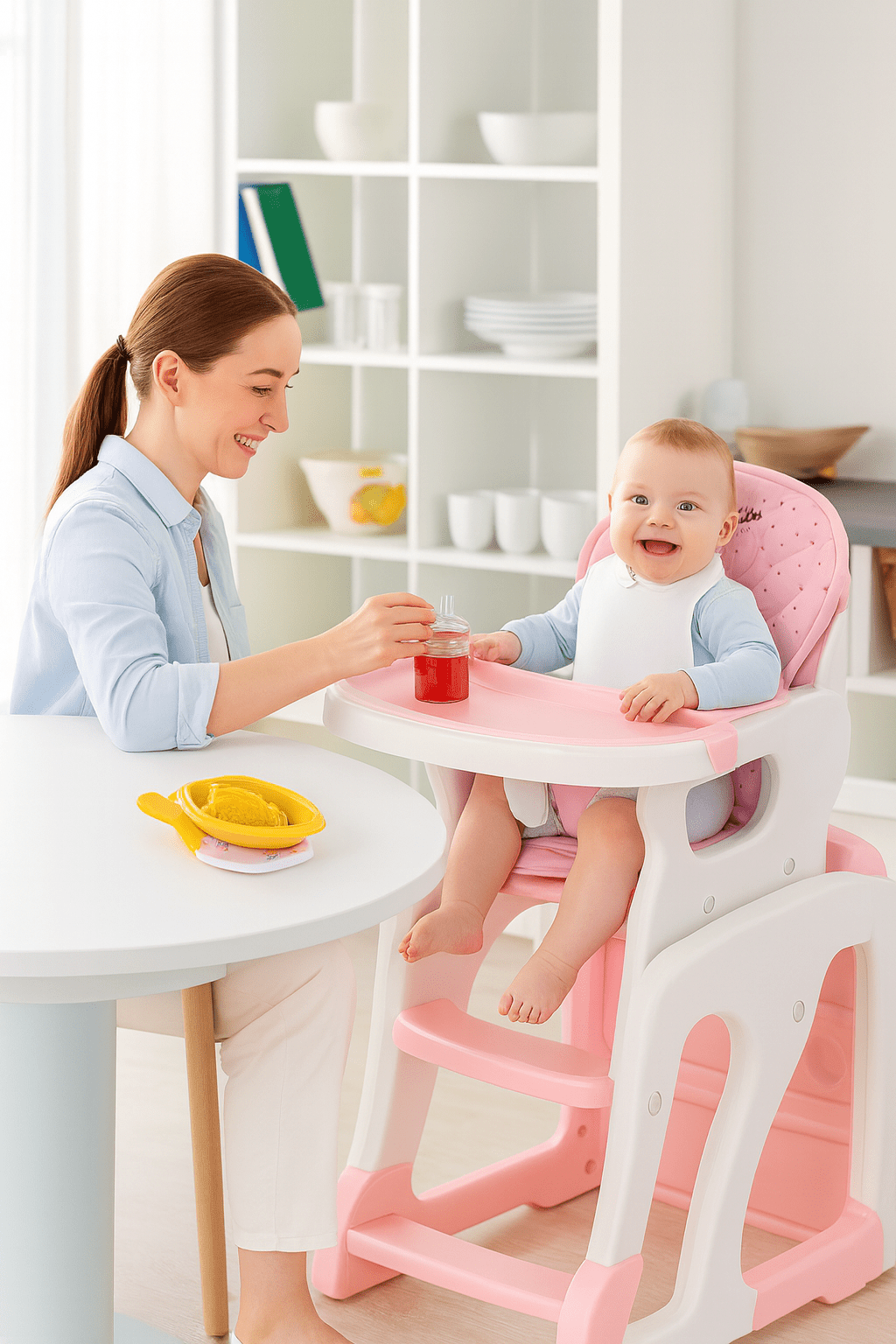 Foldable Baby High Chair - Adjustable Height, Safe & Easy to Clean - Ideal for Feeding & Play Baby & Toddler Furniture - MildlyMama