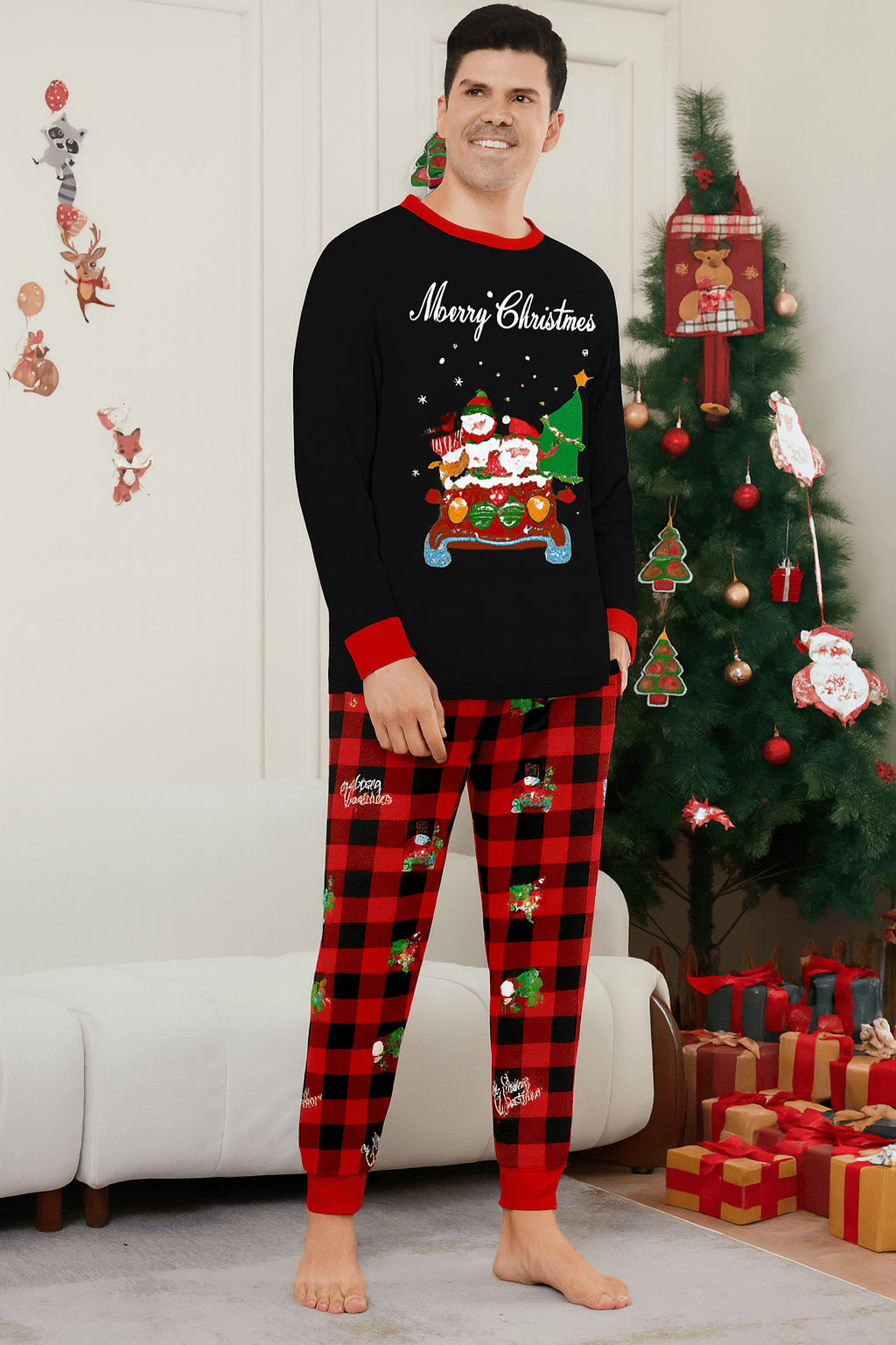MildlyMama - PlaidCharm Family Matching Christmas Pajama Set – Black & Red Plaid Holiday Sleepwear for Kids, Couples & Adults pajamas