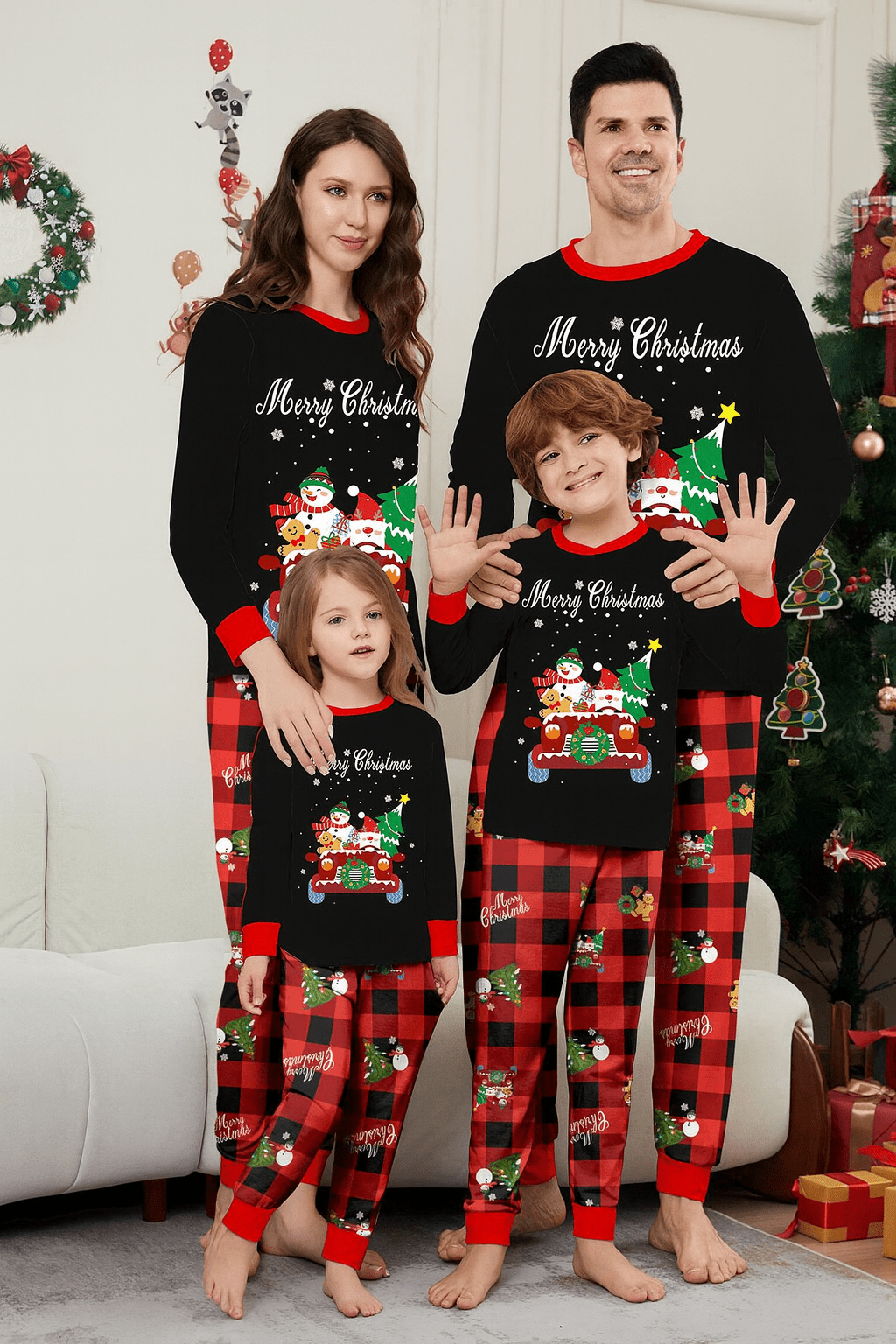 MildlyMama - PlaidCharm Family Matching Christmas Pajama Set – Black & Red Plaid Holiday Sleepwear for Kids, Couples & Adults pajamas