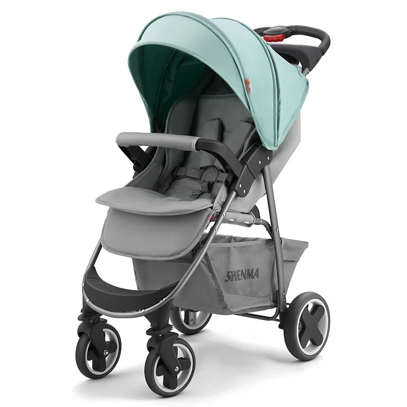 MildlyMama - Portable Folding Baby Stroller with Shock Absorption – High View Four - Wheel Design for Sit or Lie Comfort Baby Strollers