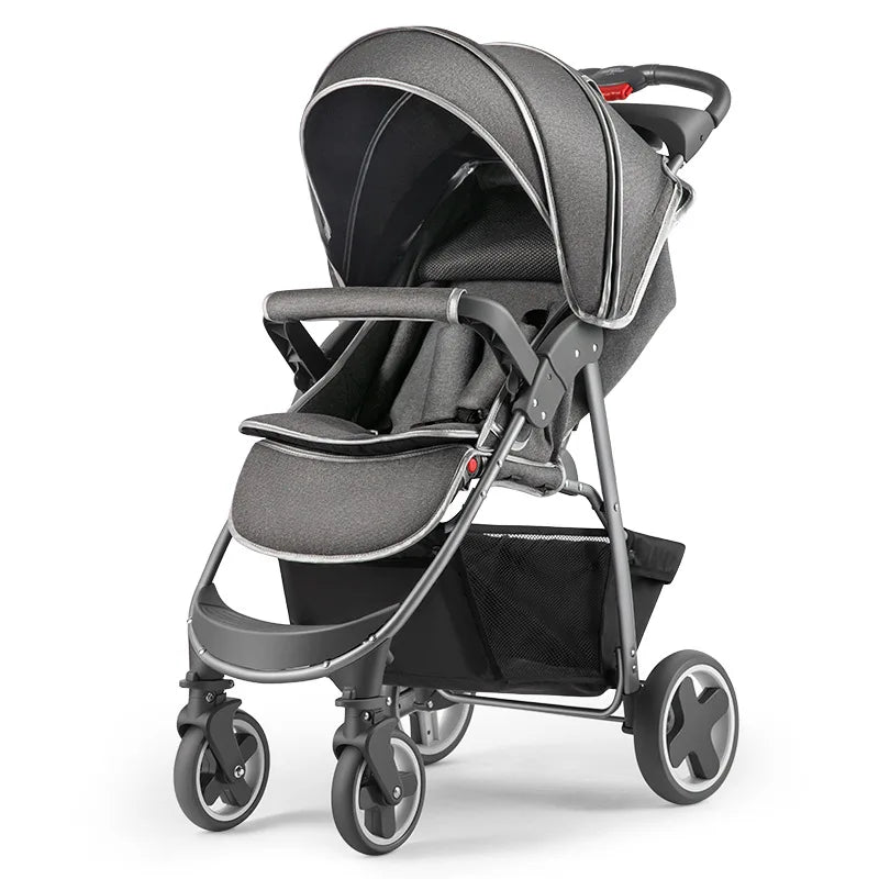 MildlyMama - Portable Folding Baby Stroller with Shock Absorption – High View Four - Wheel Design for Sit or Lie Comfort Baby Strollers