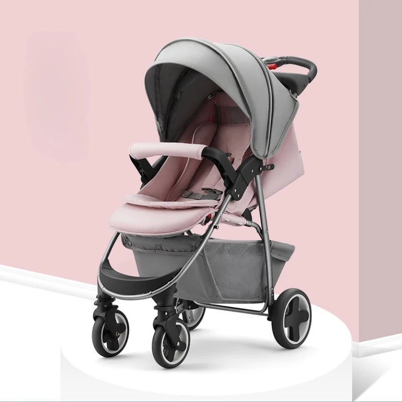 MildlyMama - Portable Folding Baby Stroller with Shock Absorption – High View Four - Wheel Design for Sit or Lie Comfort Baby Strollers