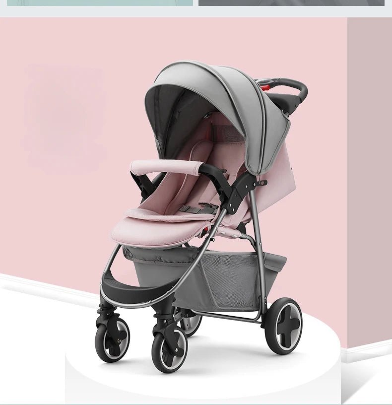 MildlyMama - Portable Folding Baby Stroller with Shock Absorption – High View Four - Wheel Design for Sit or Lie Comfort Baby Strollers