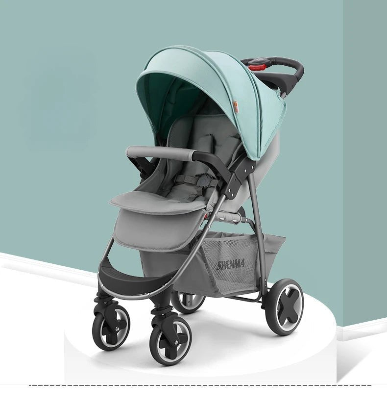 MildlyMama - Portable Folding Baby Stroller with Shock Absorption – High View Four - Wheel Design for Sit or Lie Comfort Baby Strollers