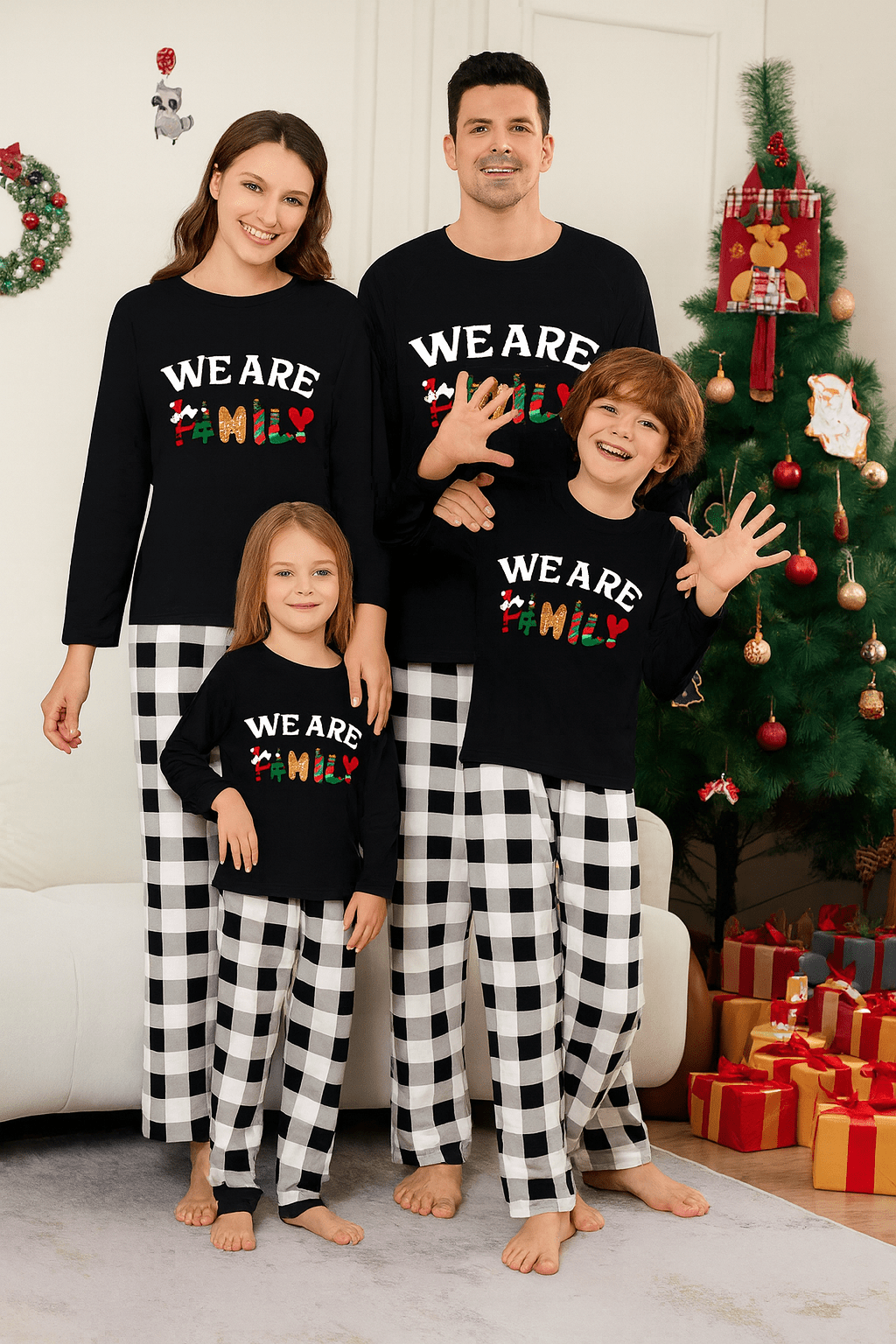 MildlyMama - TreeGlow Family Matching Christmas Pajama Set – Black & Red Plaid Holiday Sleepwear for Kids, Couples & Adults pajamas