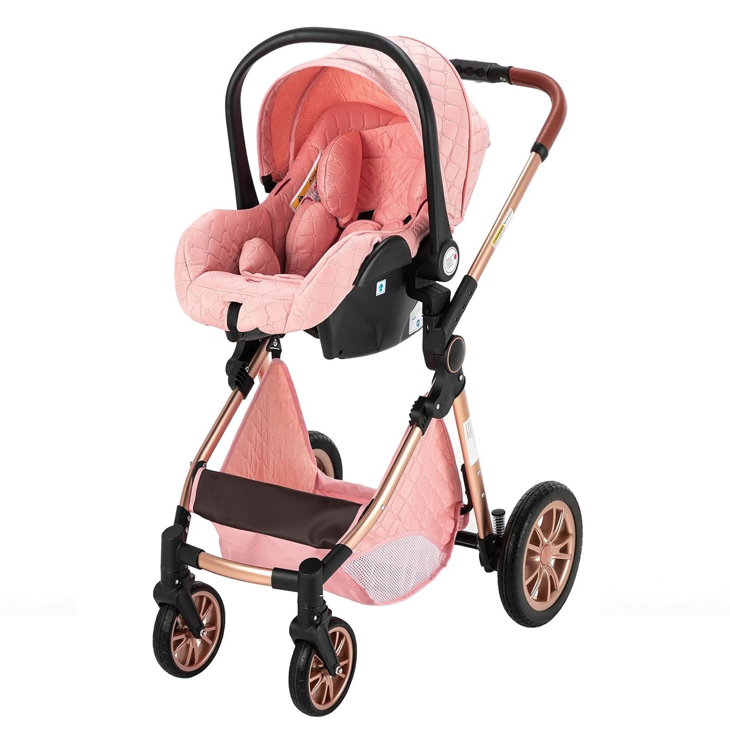 MildlyMama - 3 - in - 1 Baby Stroller Travel System with Car Seat – Lightweight, Compact Design, Easy - Fold, Anti - Shock Wheels, Suitable for 0 - 36 Months Baby Strollers