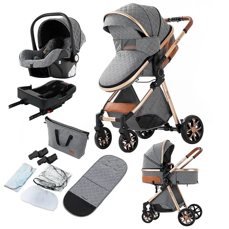 MildlyMama - 3 - in - 1 Baby Stroller with Isofix Car Seat – Lightweight, Adjustable Canopy, Suitable for Newborns to 3 Years Baby Strollers