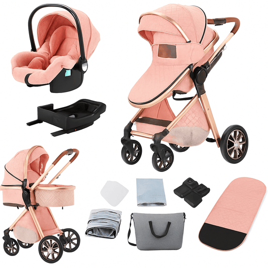 MildlyMama - 3 - in - 1 Baby Stroller with Isofix Car Seat – Lightweight, Adjustable Canopy, Suitable for Newborns to 3 Years Baby Strollers