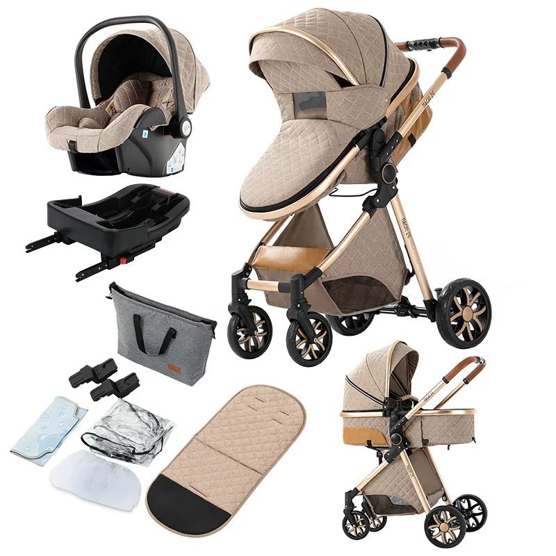 MildlyMama - 3 - in - 1 Baby Stroller with Isofix Car Seat – Lightweight, Adjustable Canopy, Suitable for Newborns to 3 Years Baby Strollers