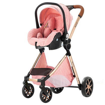 MildlyMama - 3 - in - 1 Baby Stroller with Isofix Car Seat – Lightweight, Adjustable Canopy, Suitable for Newborns to 3 Years Baby Strollers