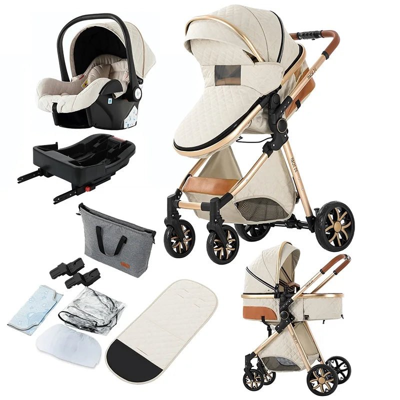 MildlyMama - 3 - in - 1 Baby Stroller with Isofix Car Seat – Lightweight, Adjustable Canopy, Suitable for Newborns to 3 Years Baby Strollers