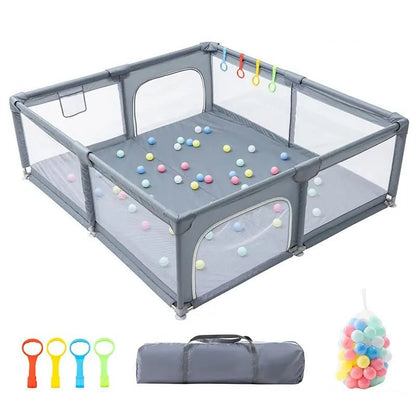MildlyMama - 3 - in - 1 Foldable Baby Playpen and Bedside Sleeper with Adjustable Height – Portable Play Yard with Mesh Sides for Safe Sleep and Play Baby Gear