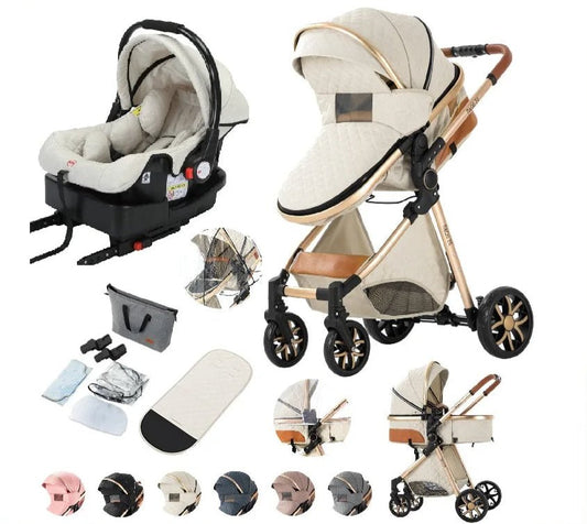 MildlyMama - 3 - in - 1 Lightweight Baby Stroller with Isofix Car Seat – Versatile Pushchair for Infants and Toddlers, Adjustable Canopy Baby Strollers