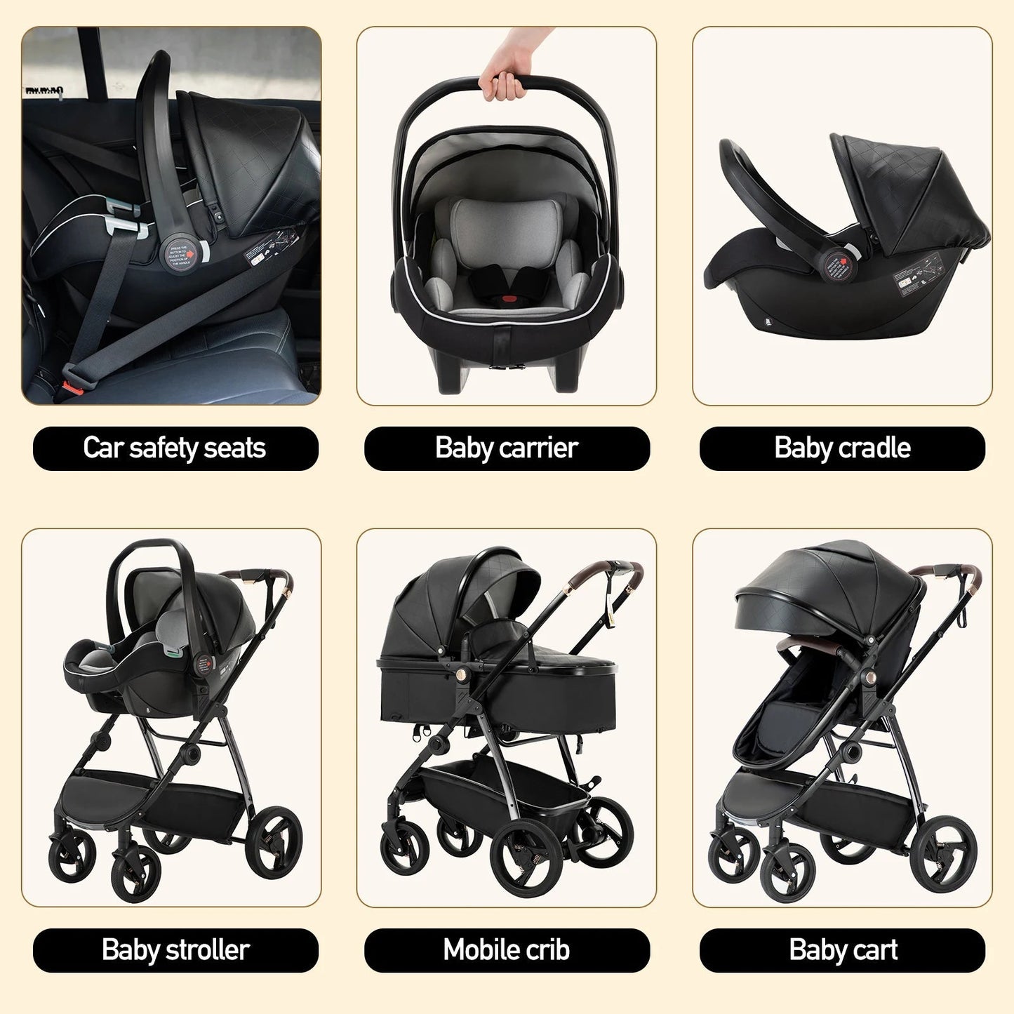 MildlyMama - 3 - in - 1 Luxury Travel Stroller with Adjustable Canopy, Lightweight Aluminum Frame and Large Storage Basket Strollers & Accessories