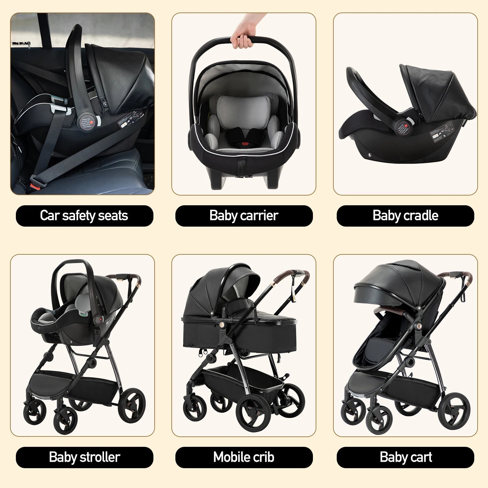 MildlyMama - 3 - in - 1 Luxury Travel Stroller with Adjustable Canopy, Lightweight Aluminum Frame and Large Storage Basket Strollers & Accessories
