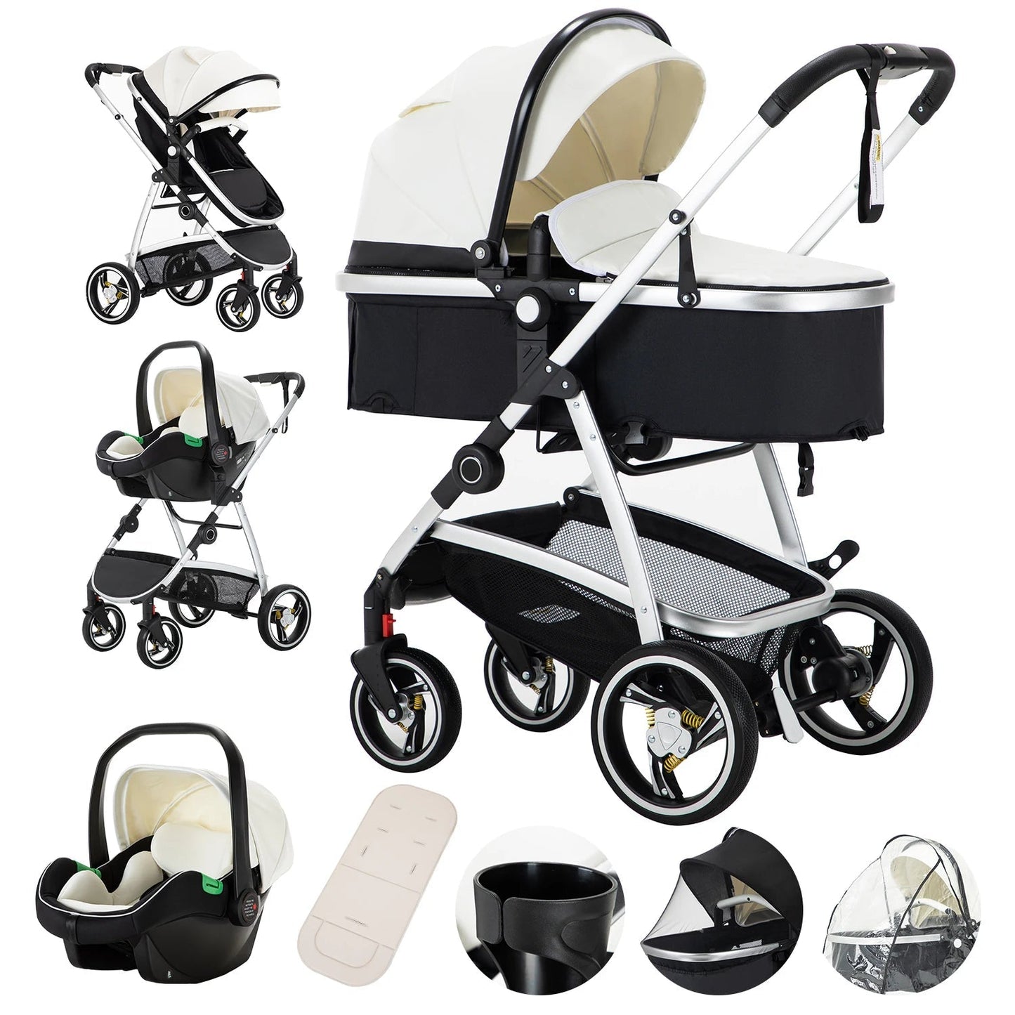 MildlyMama - 3 - in - 1 Luxury Travel Stroller with Adjustable Canopy, Lightweight Aluminum Frame and Large Storage Basket Strollers & Accessories