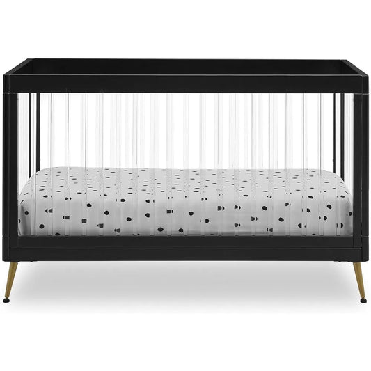 MildlyMama - 4 - in - 1 Convertible Baby Crib with Adjustable Height – Safe and Stylish Nursery Solution in Acrylic Finish Cribs