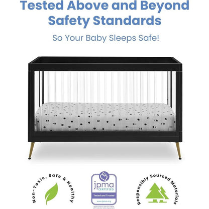 MildlyMama - 4 - in - 1 Convertible Baby Crib with Adjustable Height – Safe and Stylish Nursery Solution in Acrylic Finish Cribs