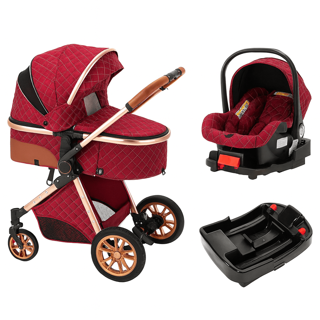 MildlyMama - Baby Stroller 3 - in - 1 with Car Seat, Lightweight & Easy - Fold Design, Durable Aluminum Frame - Premium Brand Baby Strollers