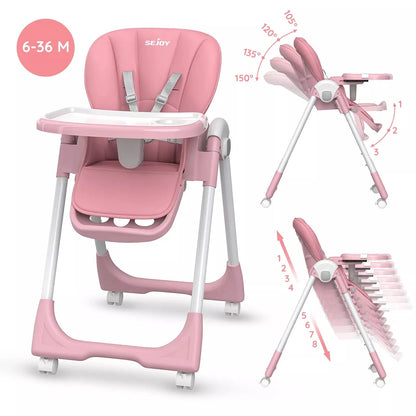 MildlyMama - Convertible Baby High Chair with Adjustable Height, Removable Tray, and Foldable Design – 5 Positions, Safe and Easy to Clean High Chairs