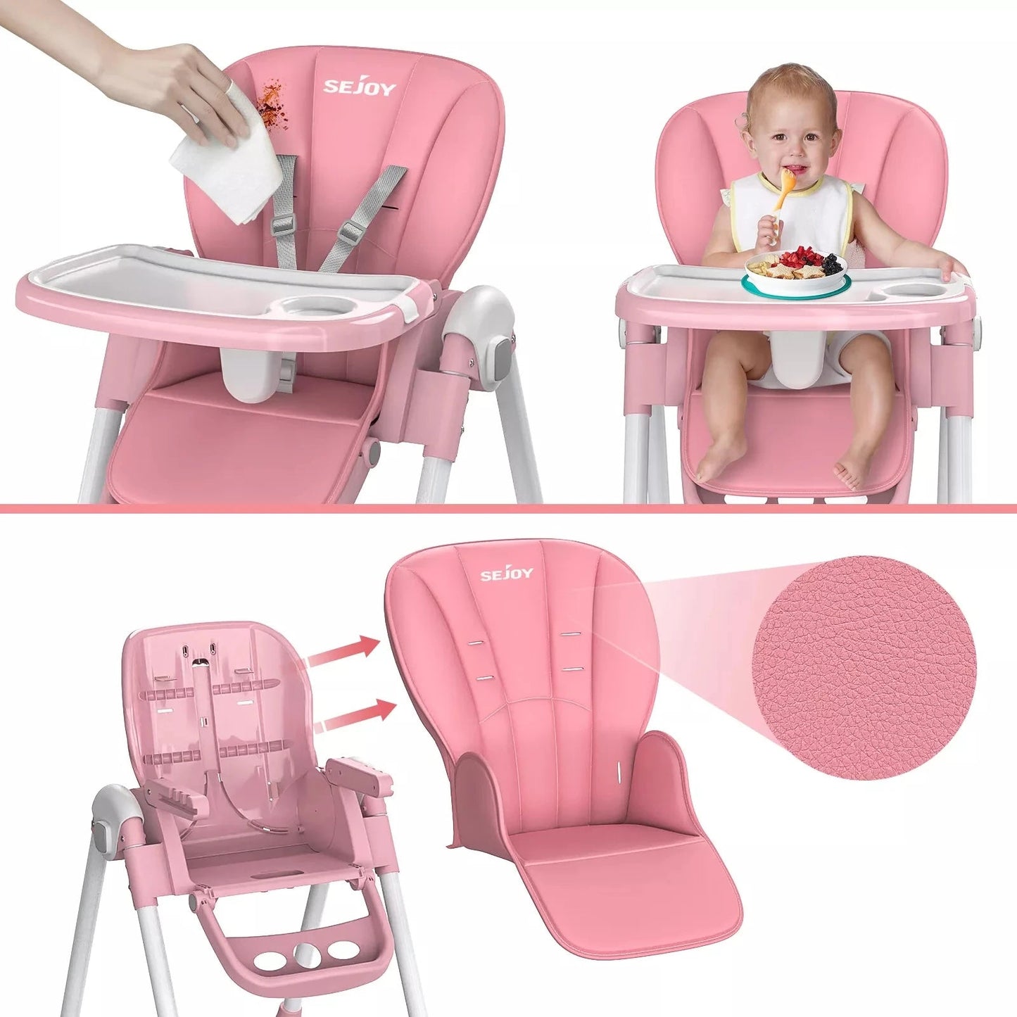 MildlyMama - Convertible Baby High Chair with Adjustable Height, Removable Tray, and Foldable Design – 5 Positions, Safe and Easy to Clean High Chairs