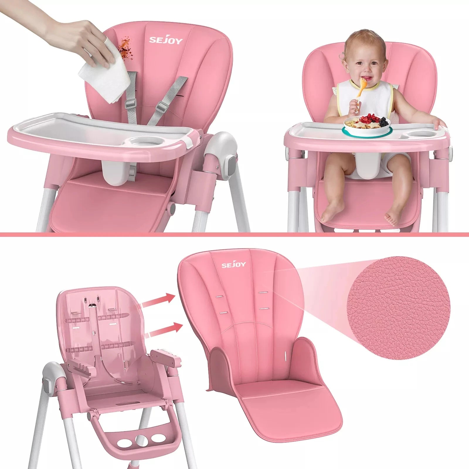 MildlyMama - Convertible Baby High Chair with Adjustable Height, Removable Tray, and Foldable Design – 5 Positions, Safe and Easy to Clean High Chairs