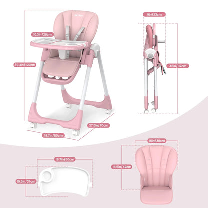 MildlyMama - Convertible Baby High Chair with Adjustable Height, Removable Tray, and Foldable Design – 5 Positions, Safe and Easy to Clean High Chairs