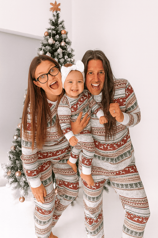 MildlyMama - CozyFam Noel Luxe Organic Cotton Family Matching Christmas Pajama Set — Soft Holiday Print Loungers for Kids & Adults pajamas