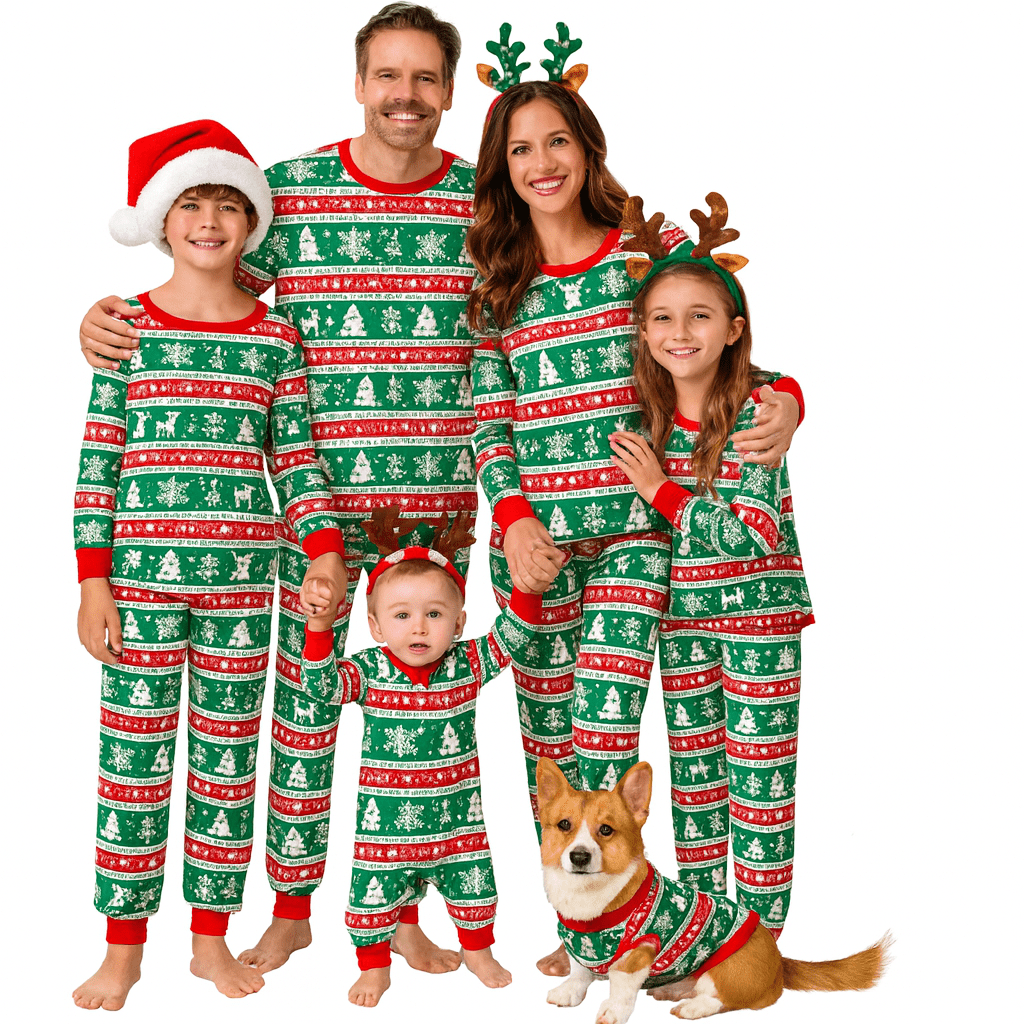 MildlyMama - EverGreen Glow Family Matching Christmas Pajama Set – Festive Tree Print Holiday Sleepwear for Kids, Couples & Adults pajamas