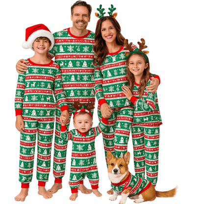 MildlyMama - EverGreen Glow Family Matching Christmas Pajama Set – Festive Tree Print Holiday Sleepwear for Kids, Couples & Adults pajamas