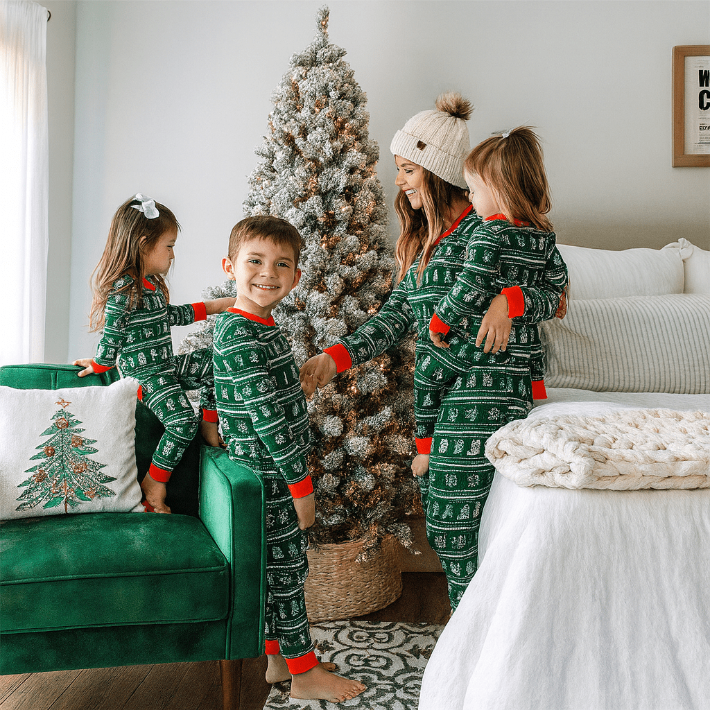 MildlyMama - EverGreen Glow Family Matching Christmas Pajama Set – Festive Tree Print Holiday Sleepwear for Kids, Couples & Adults pajamas