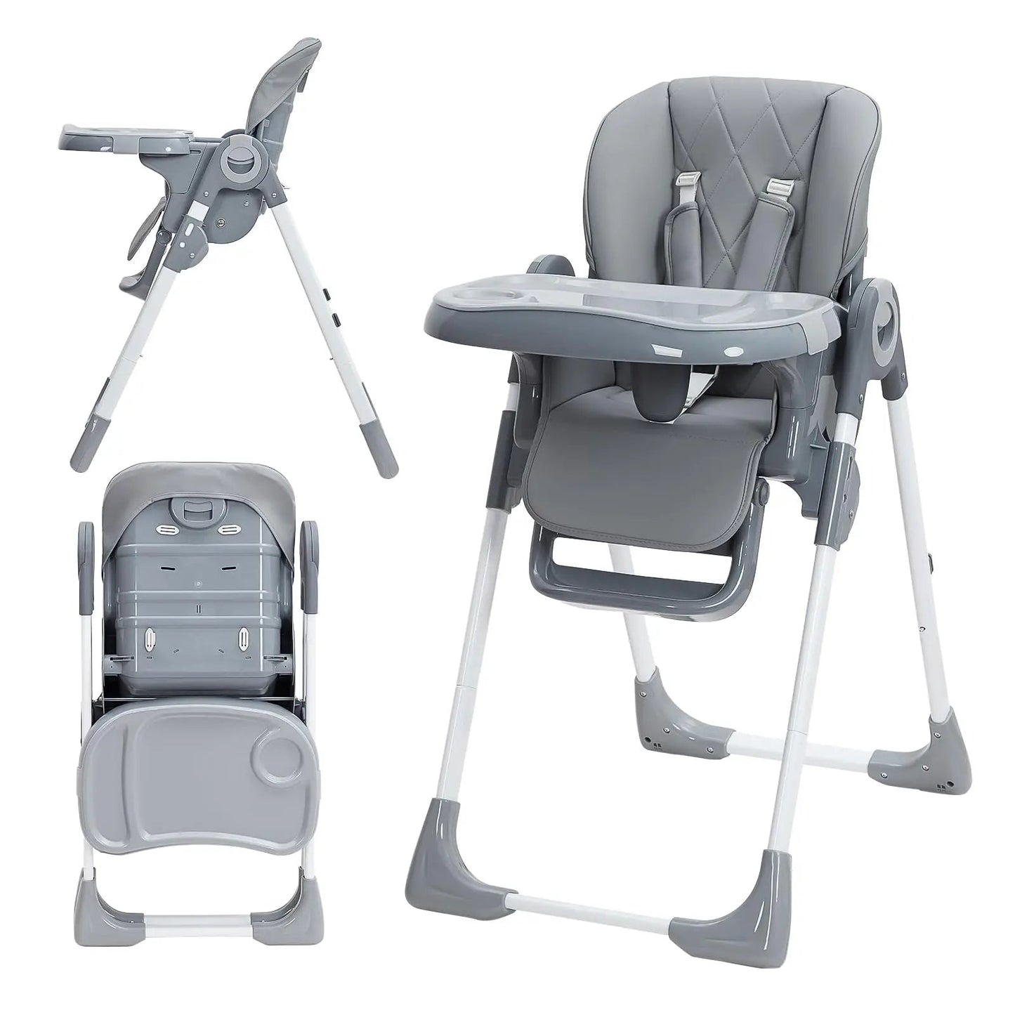 MildlyMama - Foldable Baby High Chair with Adjustable Height and Recline, Lightweight Design, Easy to Clean Removable Tray Baby & Toddler Furniture