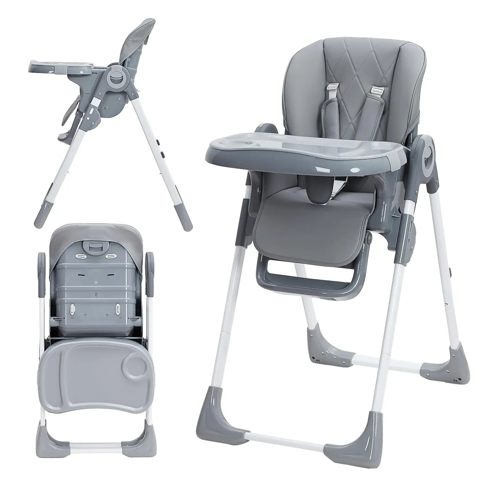 MildlyMama - Foldable Baby High Chair with Adjustable Height and Recline, Lightweight Design, Easy to Clean Removable Tray Baby & Toddler Furniture
