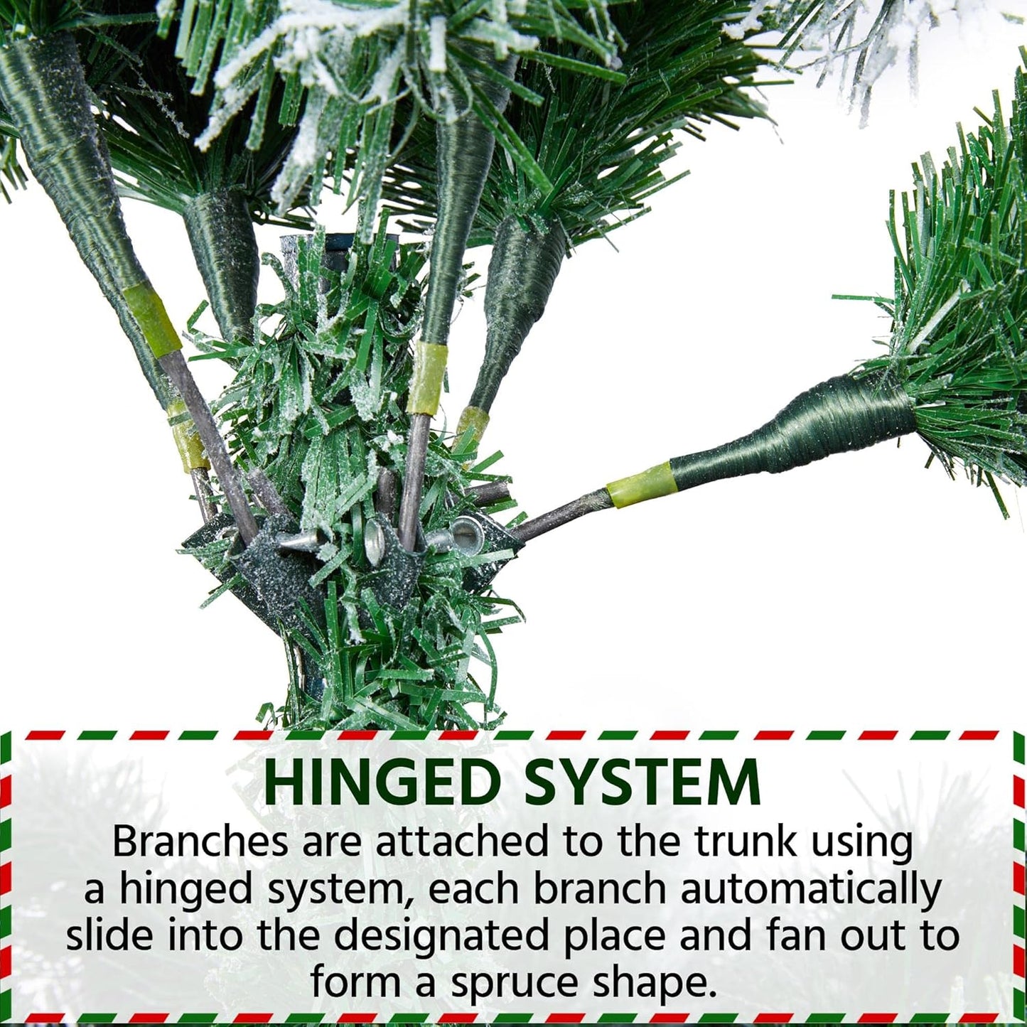 MildlyMama - FrostGleam™ Snow Flocked Spruce Christmas Tree – Pre - Lit Artificial Xmas Tree with Gold Decorations, Full & Easy Assemble Winter Decoration - National Tree Christmas Tree