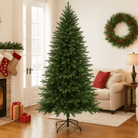 MildlyMama - GlowPetal Pre - lit Christmas Tree – Large Artificial Xmas Tree, Amazing Full Body & Warm LED