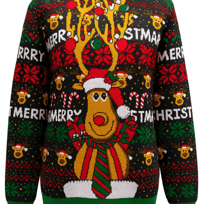 MildlyMama - JollyKnits™ Ugly Christmas Sweater – Funny Reindeer & Snowflake Knit Pullover, Soft Winter Holiday Jumper for Women & Men Sweater