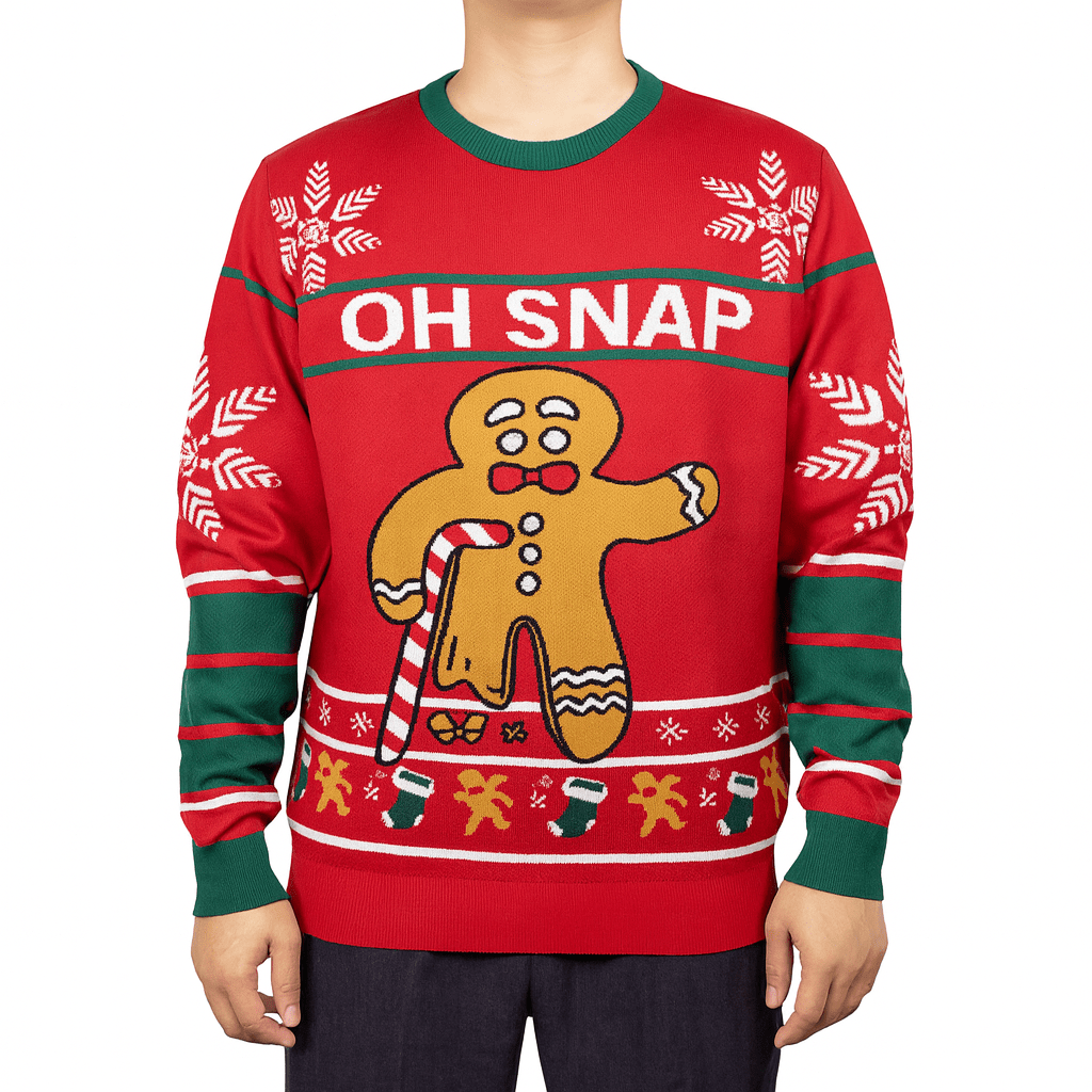 MildlyMama - JollyKnits™ Ugly Christmas Sweater – Funny Reindeer & Snowflake Knit Pullover, Soft Winter Holiday Jumper for Women & Men Sweater