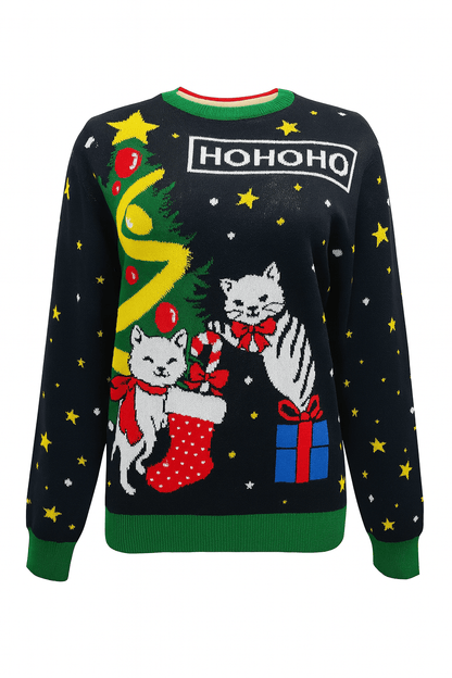 MildlyMama - JollyKnits™ Ugly Christmas Sweater – Funny Reindeer & Snowflake Knit Pullover, Soft Winter Holiday Jumper for Women & Men Sweater