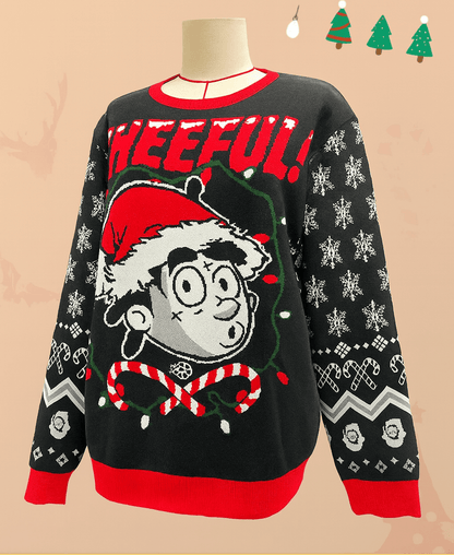 MildlyMama - JollyKnits™ Ugly Christmas Sweater – Funny Reindeer & Snowflake Knit Pullover, Soft Winter Holiday Jumper for Women & Men Sweater