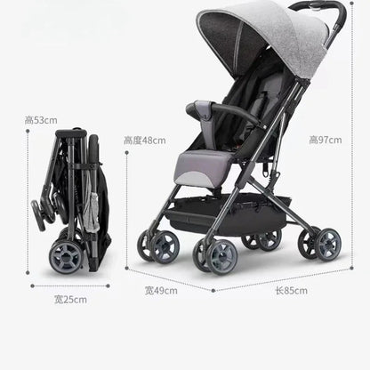 MildlyMama - Lightweight Foldable Baby Stroller for Air Travel with Sitting and Lying Functionality – Durable Carbon Steel Frame Baby Strollers