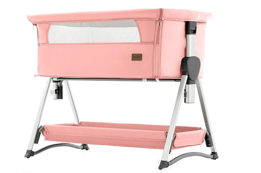 MildlyMama - Portable Baby Bassinet with Adjustable Height – Foldable Co - Sleeper for Newborns 0 - 6 Months, Pink, 2 - in - 1 Design Baby Bassinets